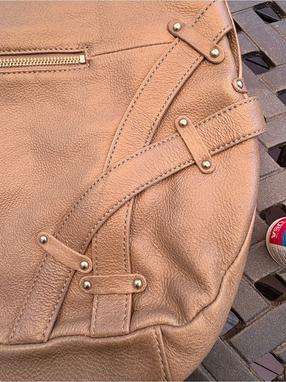 Andrew Marc Tan Pebbled Leather Hobo Shoulder Bag